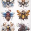 AB Studio Decoupage Rice Paper  A/4 - Vintage Bee Collage Design - 66