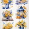 AB Studio Decoupage Rice Paper  A/4 - Yellow Floral Collection - 292MV