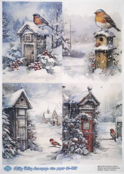 AB Studio Decoupage Rice Paper  A/4 - Quiet Beauty of Winter and the Charm of Rural England - 458MV