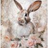 AB Studio Decoupage Rice Paper  A/4 - Rabbit with Delicate Pink Roses - 5102