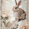 AB Studio Decoupage Rice Paper  A/4 - Rabbit with Flowers Vintage-style - 5103