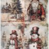 AB Studio Decoupage Rice Paper  A/4 - Santa Claus, Snowmen and Christmas Tree - 6126