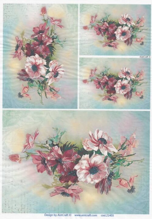 Rice Paper - Flower Bouquets Red 32x45cm