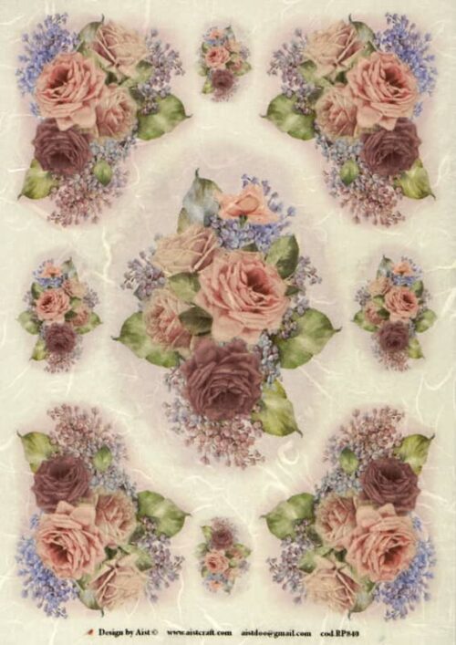 Rice Paper - Purple Roses large 32x45cm