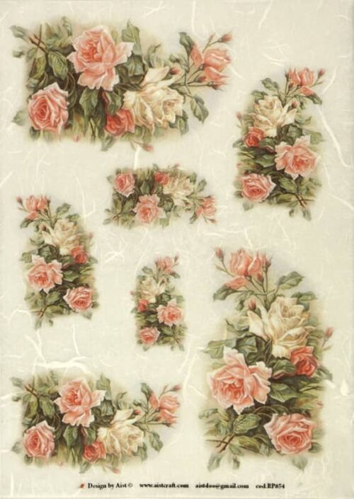 Rice Paper - Pink roses large