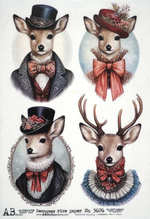 AB Studio Decoupage Rice Paper  A/4 - Mr And Mrs Deer- 5676