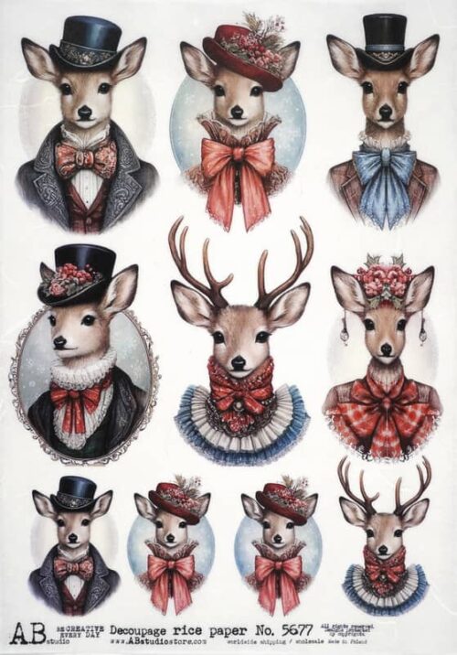 AB Studio Decoupage Rice Paper  A/4 - Mr And Mrs Deer- 5677