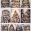 AB Studio Decoupage Rice Paper  A/4 - Cozy Christmas Bookshelf - 6157