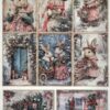 AB Studio Decoupage Rice Paper  A/4 - Vintage Christmas Bunnies - 6203