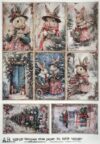 AB Studio Decoupage Rice Paper  A/4 - Vintage Christmas Bunnies - 6203