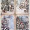 AB Studio Decoupage Rice Paper A/4 - Winter Wonderland Cottage - 6206