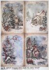 AB Studio Decoupage Rice Paper A/4 - Winter Wonderland Cottage - 6206