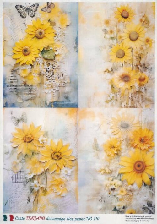 AB Studio Decoupage Rice Paper A/4 - Sunflowers - 110