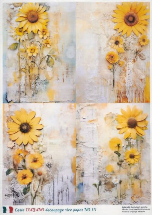 AB Studio Decoupage Rice Paper A/4 - Sunflowers - 111