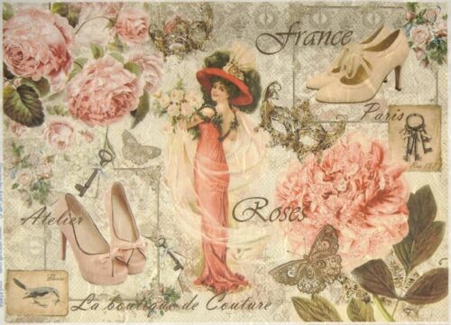 Rice Paper - Steampunk Women with Shoes large 32x45cm