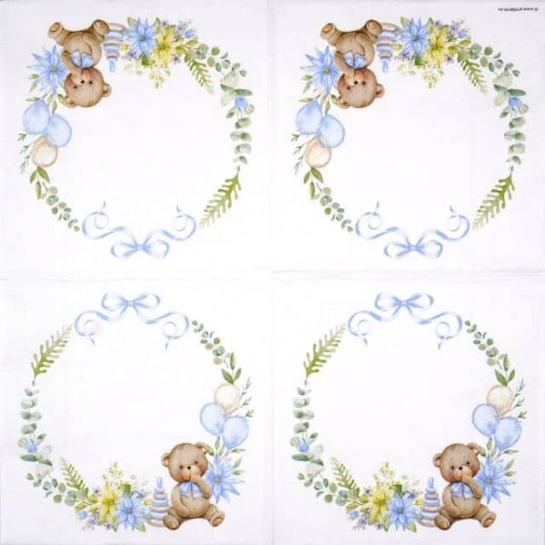 Paper Napkin - Baby teddy bear blue