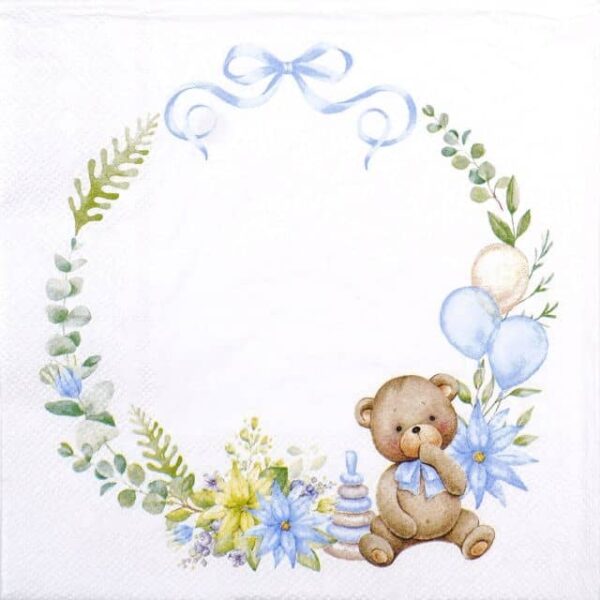 Paper Napkin - Baby teddy bear blue