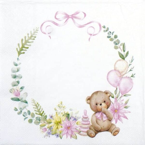 Paper Napkin - Baby teddy bear pink