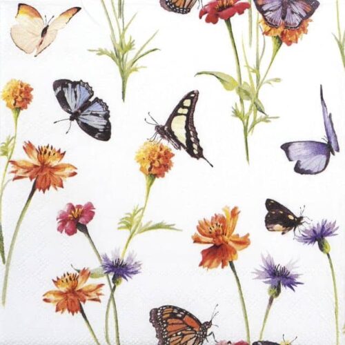 Paper Napkins - Butterfly Garden white (20 pieces)