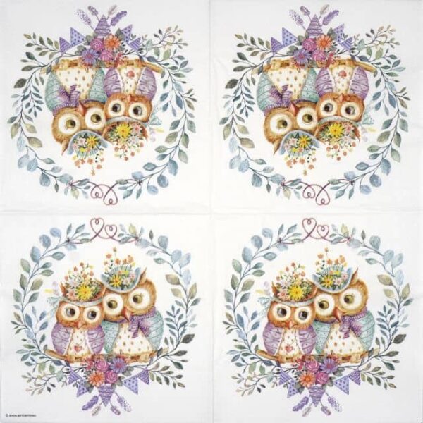 Paper Napkin - Owl Couple In Love