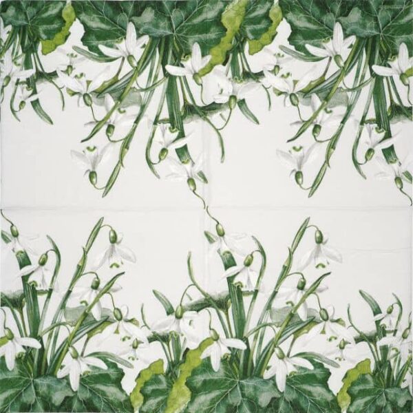 Paper Napkin - Snowdrops white