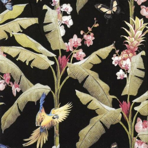 Paper Napkin - Tropical scene black