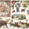 Stamperia Rice Paper 33x49cm  - X-mas Fawn and Clock DFS283