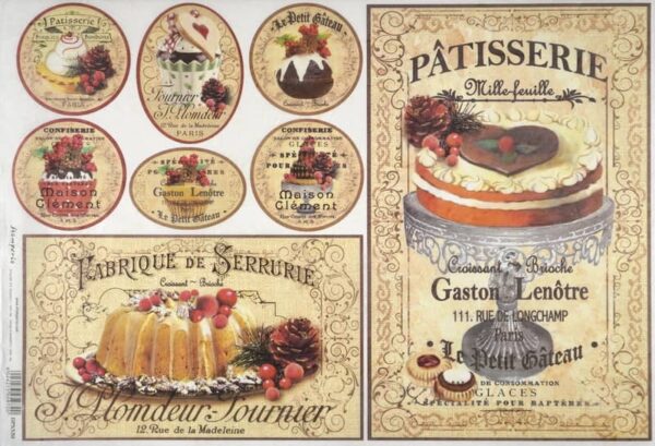 Stamperia Rice Paper 33x49cm - Christmas Patisserie DFS339