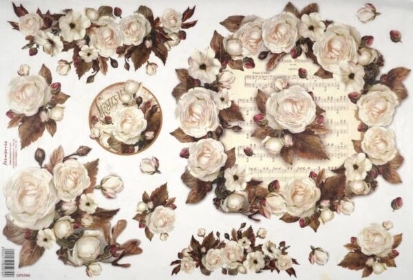 Stamperia Rice Paper 33x49cm - Winter Wood Roses DFS346