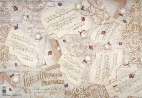 Stamperia Rice Paper 33x49cm - Music and Rosebuds DFS348