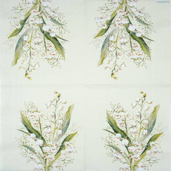 Single Decoupage Napkin - Lily of the valley green - Image 2