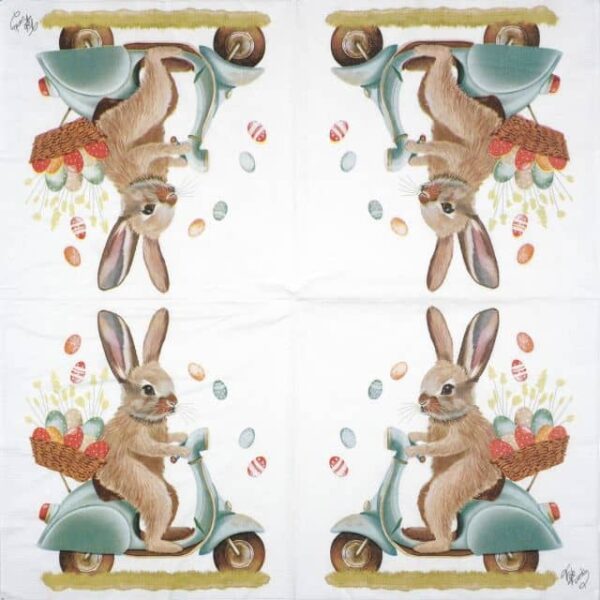 Paper Napkin - Bunny on the scooter