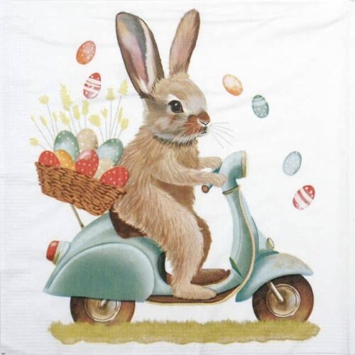 Paper Napkin - Bunny on the scooter