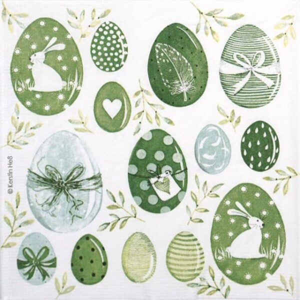 Paper Napkin - Painted Easter eggs green