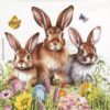 Paper Napkin -Three Easter Bunnies