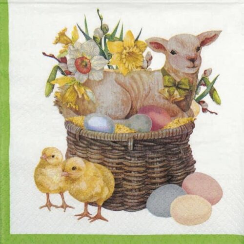 Paper Napkin - Lamb Basket