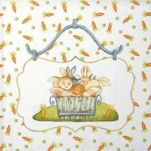 Paper Napkins - Sleeping Bunnies in Bucket (20 pieces)