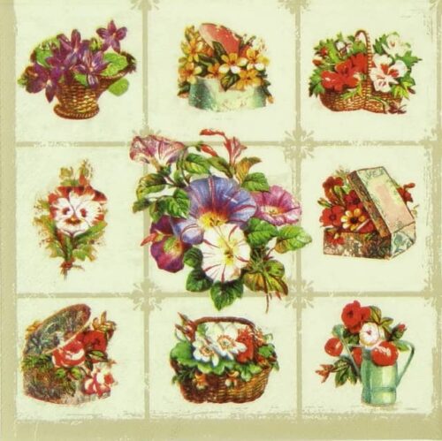 Single Decoupage Napkin - Flower Baskets