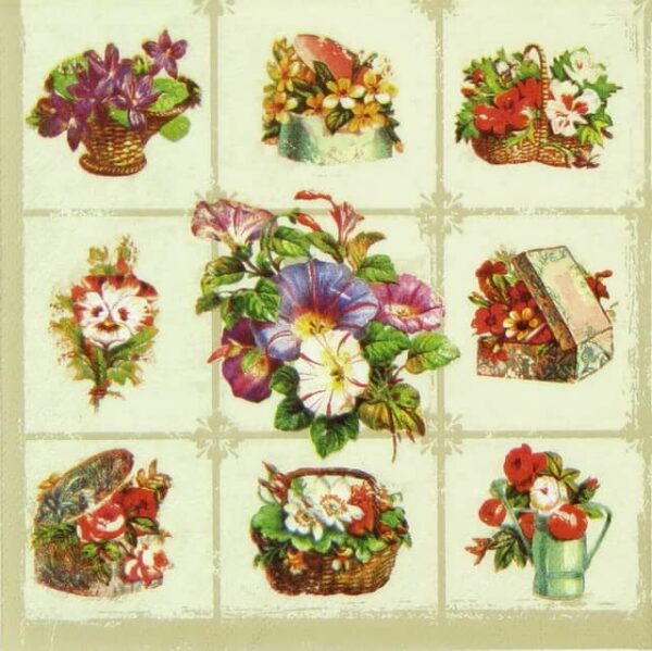 Paper Napkins - Flower Baskets (20 pieces)