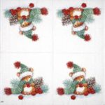 Open view of the Barney Cocktail Napkins 20 Pack showing the repeating winter woodland bear design.
