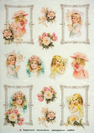 Rice Paper - Girls & Roses- Vintage