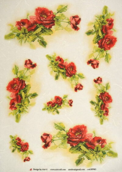 Rice Paper - Red roses 32x45cm