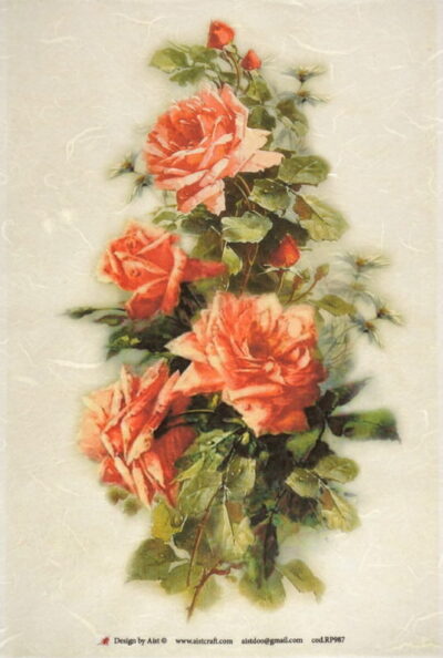 Rice Paper - Red roses large bouquet 32x45cm
