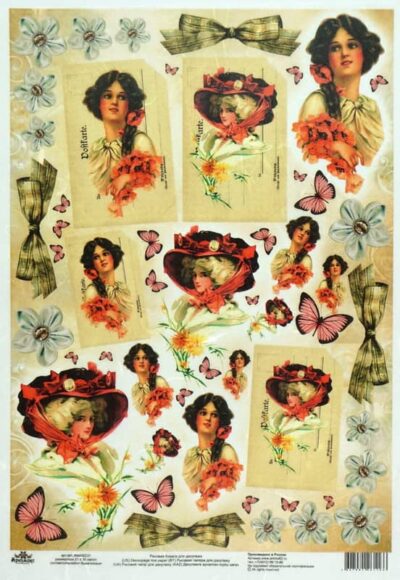 Rice Paper - -Vintage Lady Butterfly-