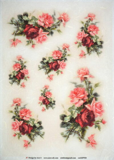 Rice Paper - Red roses bouquets 32x45cm