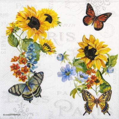 Paper Napkins - Charming sunflowers (20 pieces)