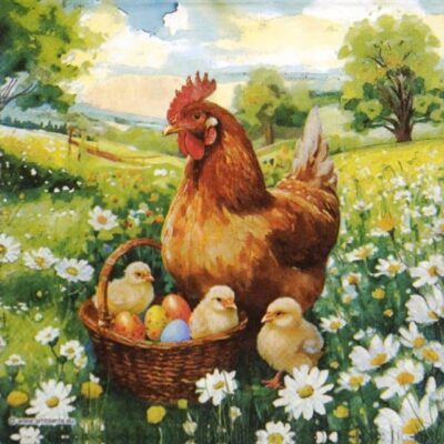 Paper Napkins - Easter chicks in meadow (20 pieces)