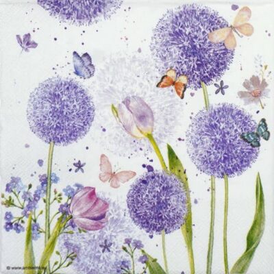 Flower Beauty decoupage napkin folded, showing watercolor floral and butterfly detail