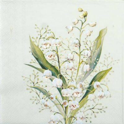 Single Decoupage Napkin - Lily of the valley green