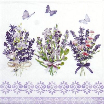 Single Decoupage Napkin - Lovely lavender white